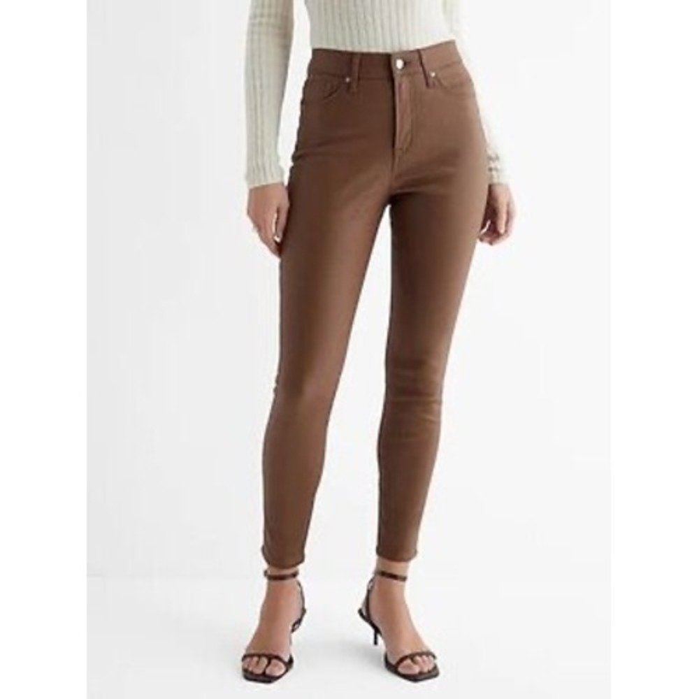 L'AGENCE Margot High Rise Skinny Jeans Sparrow Coated Brown 29